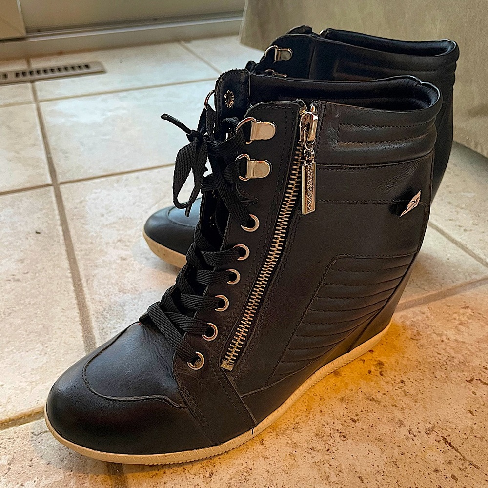 Harley Davidson wedge leather sneakers